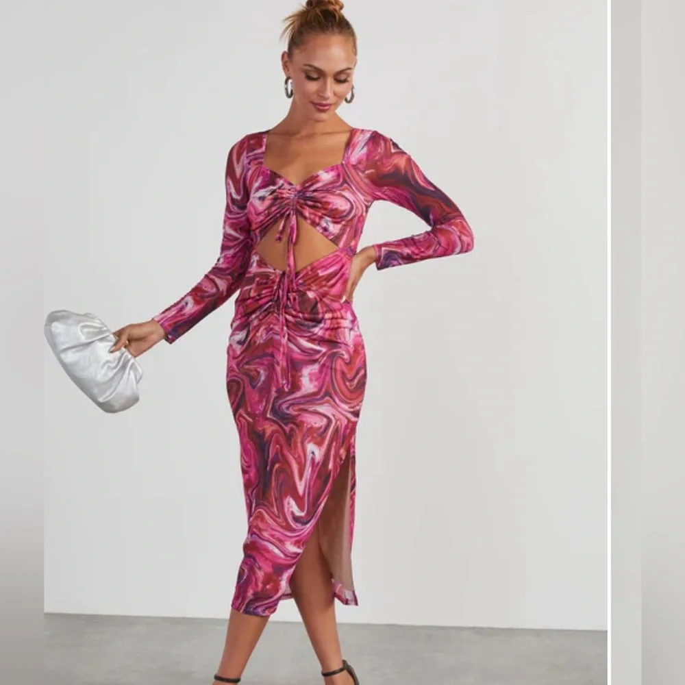 VICI Kismet Printed Mesh Cutout Midi Dress - Picture 1 of 3